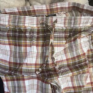 Life is Good Plaid Drawstring Pajama Pants - White, Olive, Rust